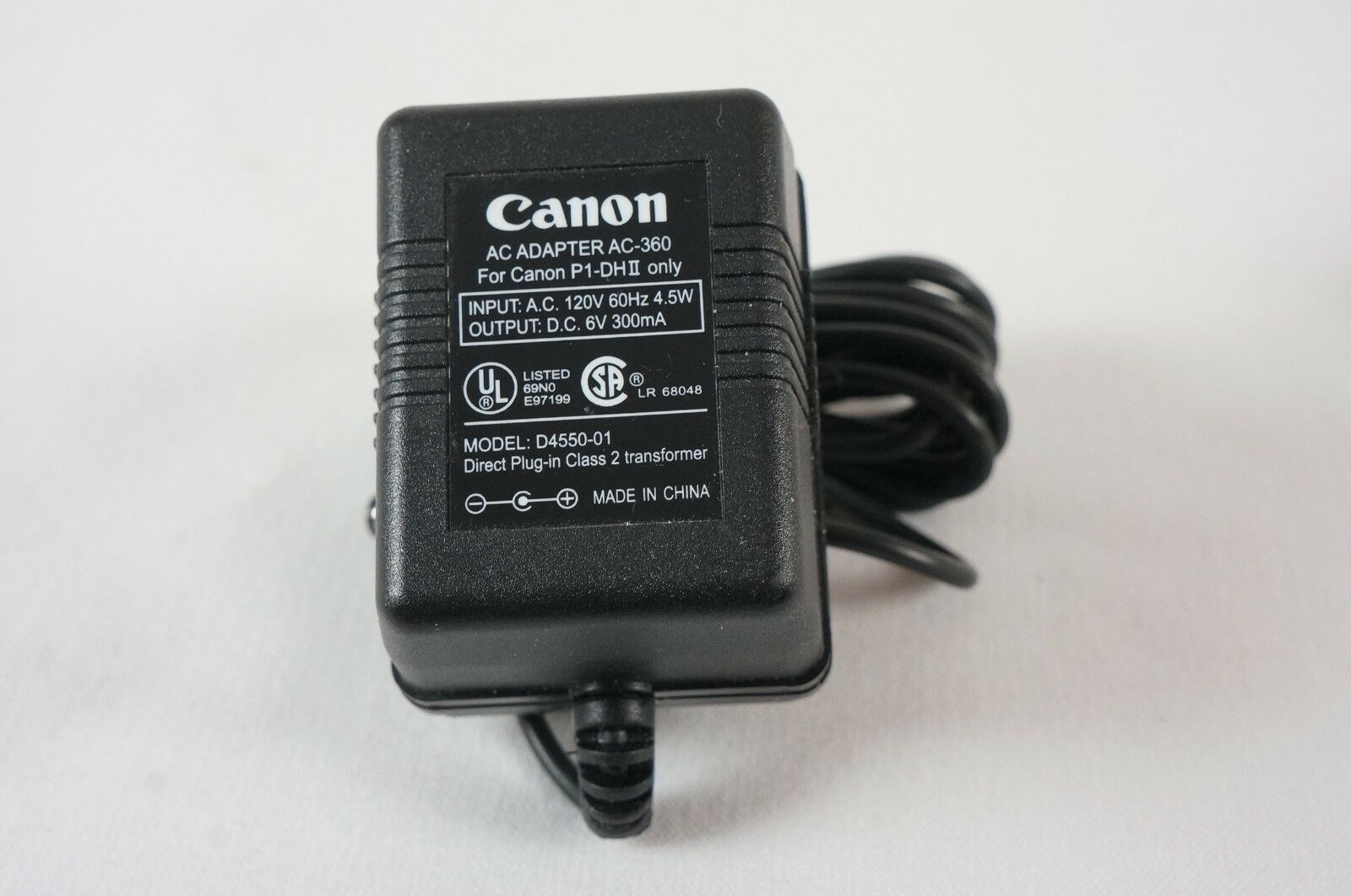 New CANON D4550-01 AC ADAPTER AC-360 For Canon P1-DHII DC 6V 300mA